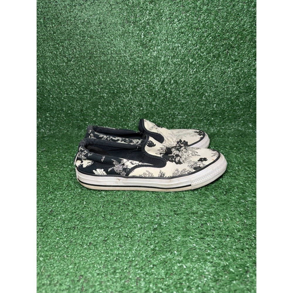 Vintage Converse All Star Womens Size 8.5 Black White Slip On Floral Y2K Grunge